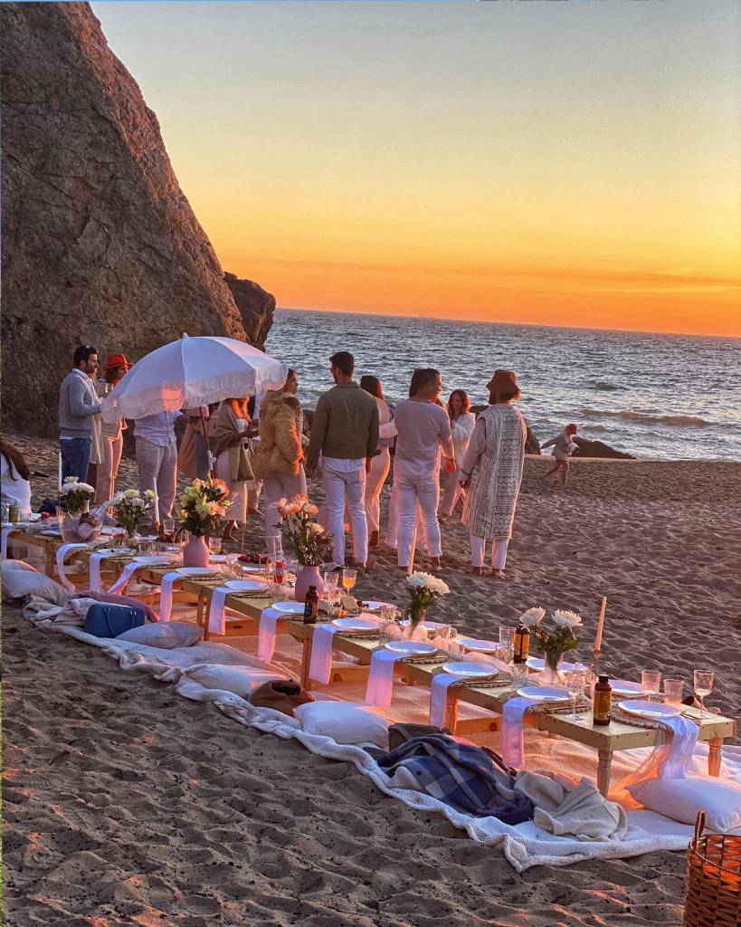 Malibu picnic at sunset
