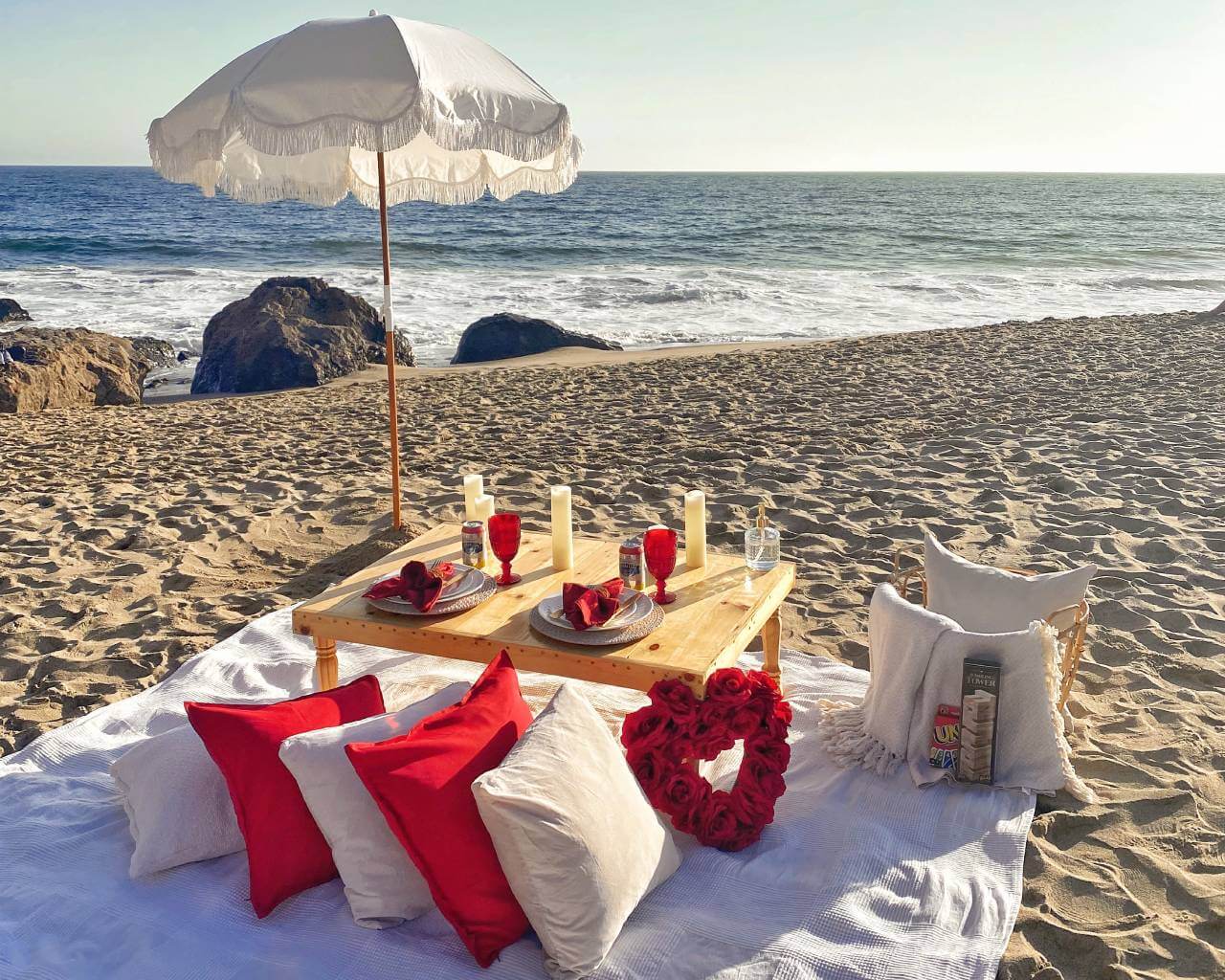 romantic picnic proposal setup in Los Angeles