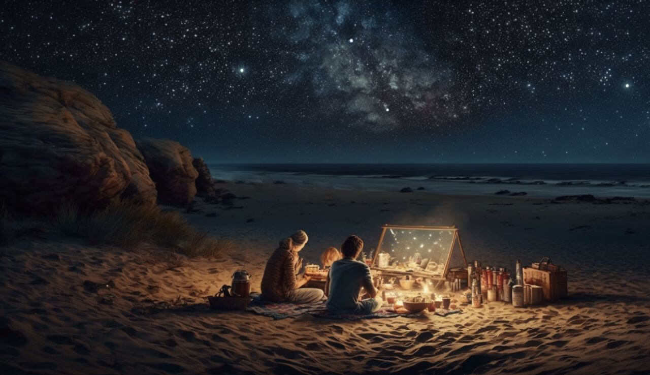 stargazing during night picnic