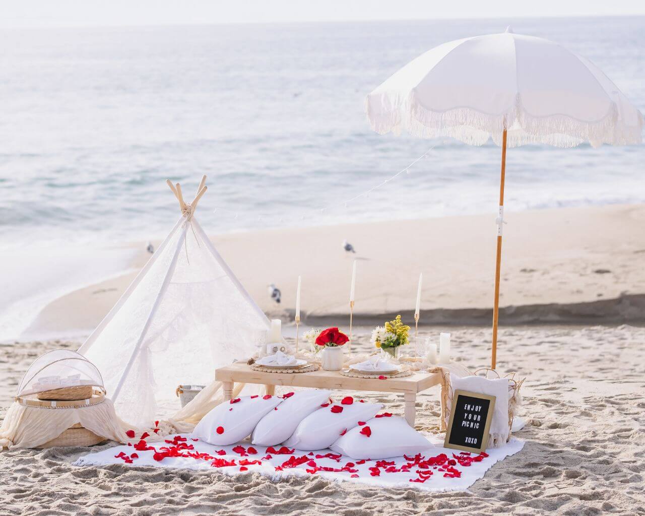 luxury beach picnic in Los Angeles