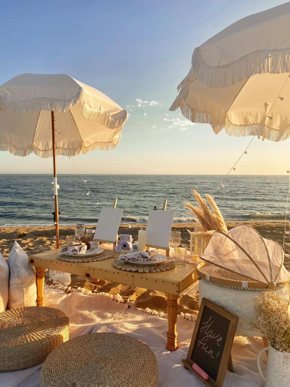 luxury picnic setup in Malibu
