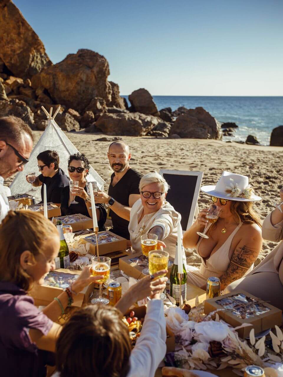 wedding picnic on the beach in malibu