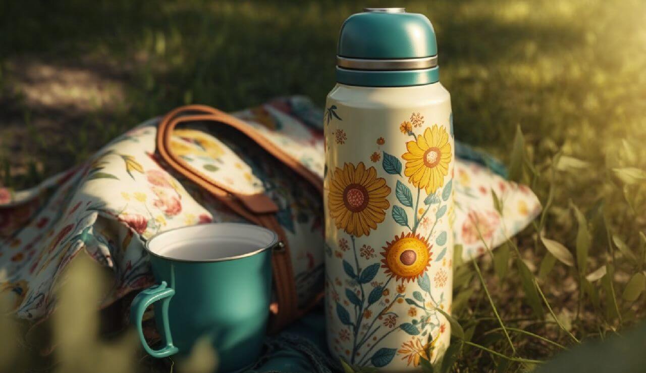 boho style thermos for a picnic