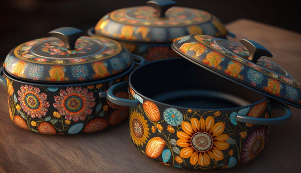 casserole dishes with lids boho style