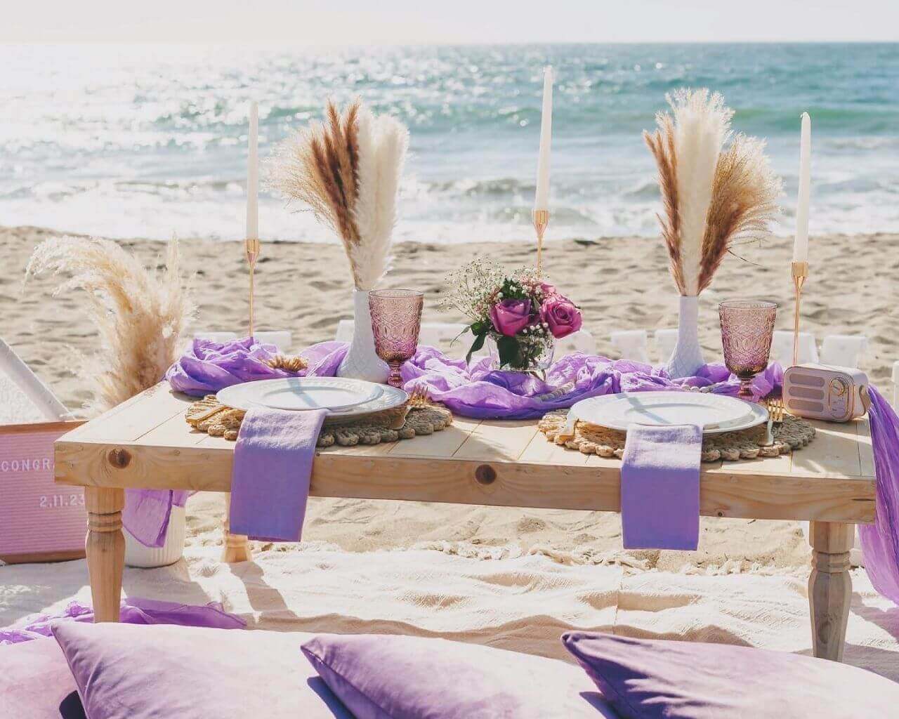 pop-up picnic setup in Laguna Beach