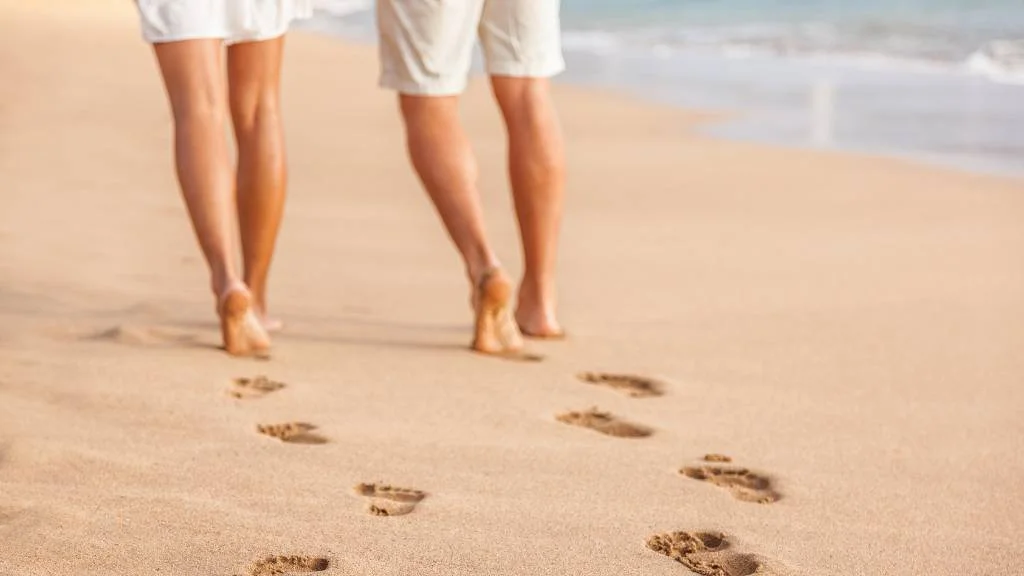 Footprints from beach walk