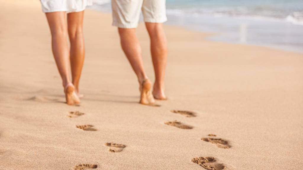 Footprints from beach walk