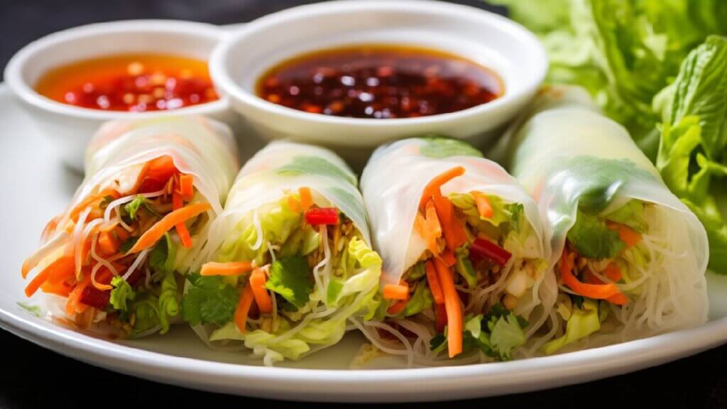 Asian spring rolls picnic appetizer
