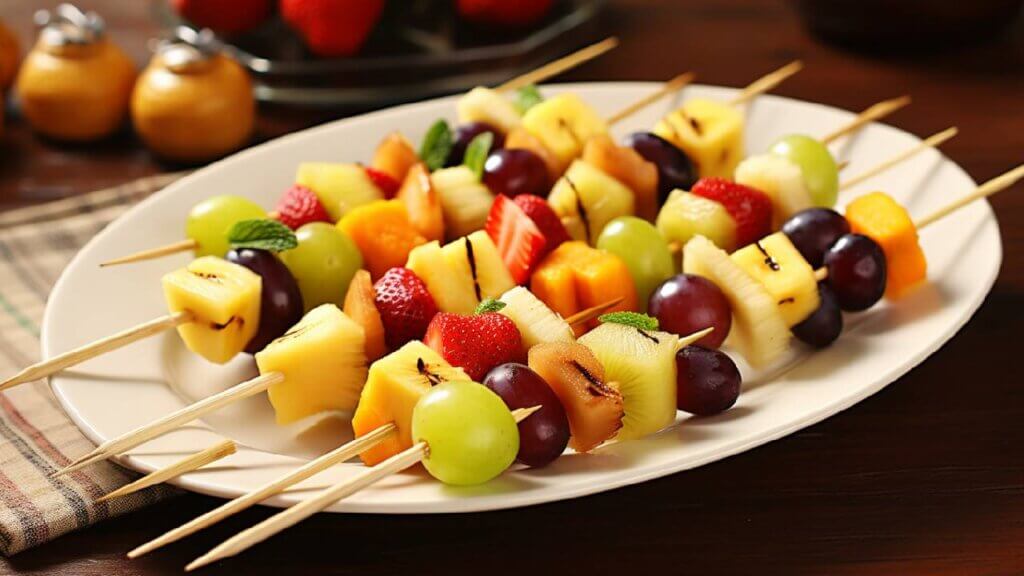 Fruit Kabobs with honey-lime drizzle