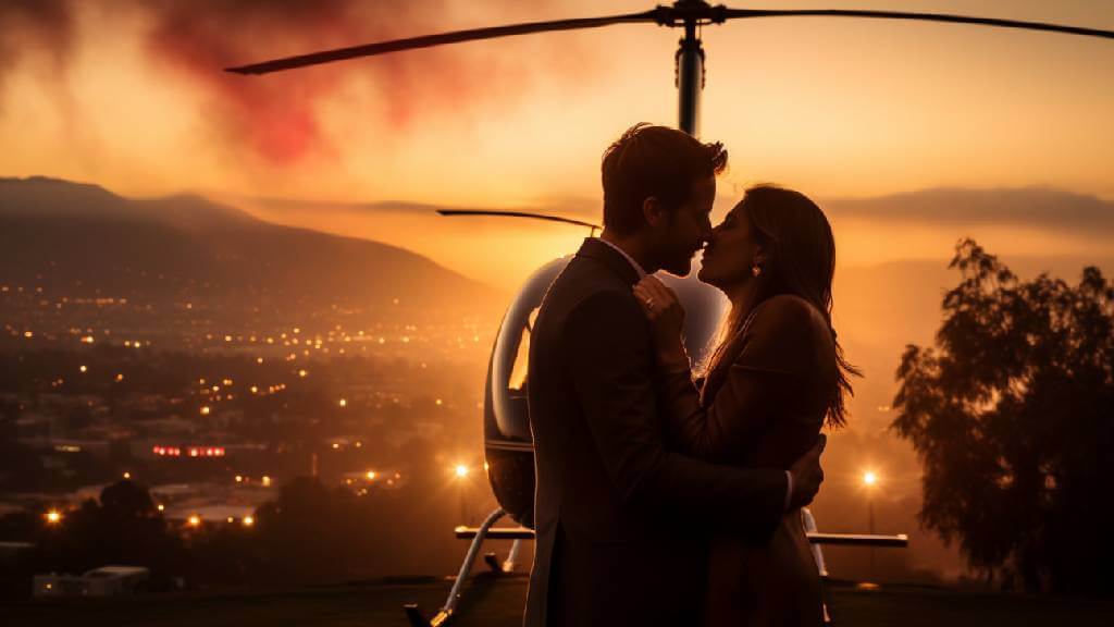 proposal in helicopter in Los Angeles