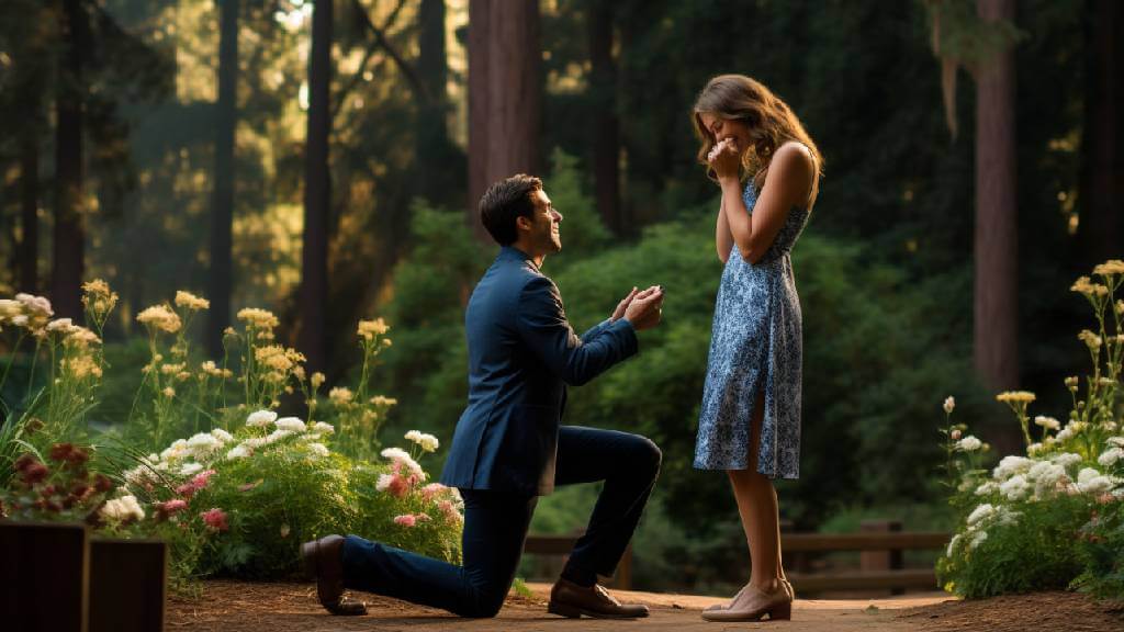 romantic proposal in Orange County garden