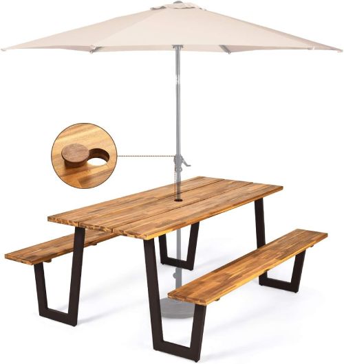 best picnic table with umbrella Giantex