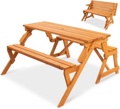 a wooden picnic table