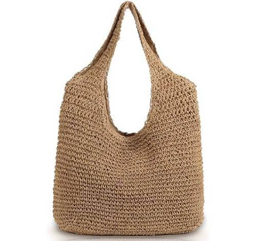 soft large straw shoulder bag