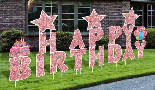 Jetec happy birthday yard signs set