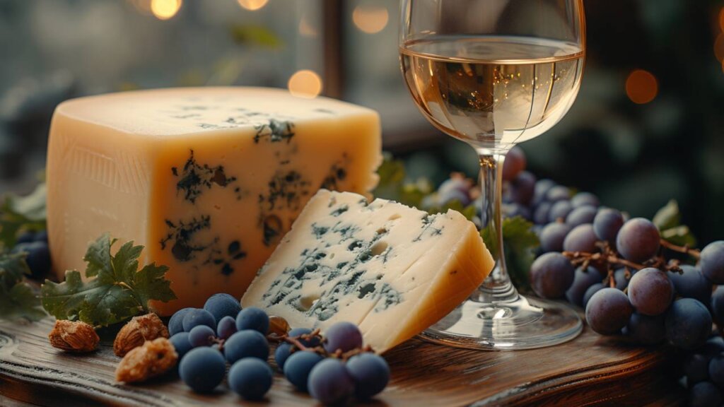 Wine and cheese tasting at a vineyard