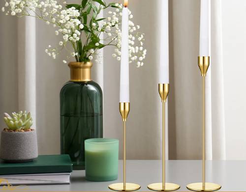 potchen's gold metal candlestick holders