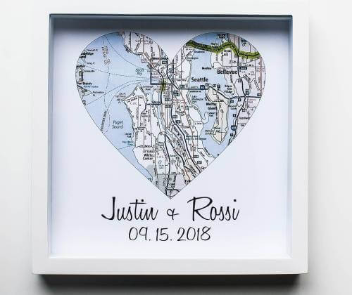 Heart framed map