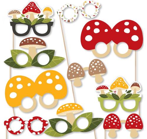 Paper Card Stock Red Toadstool Party Photo Booth Props Kit