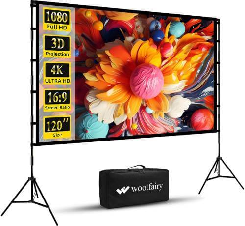 Wootfairy foldable projector screen and stand