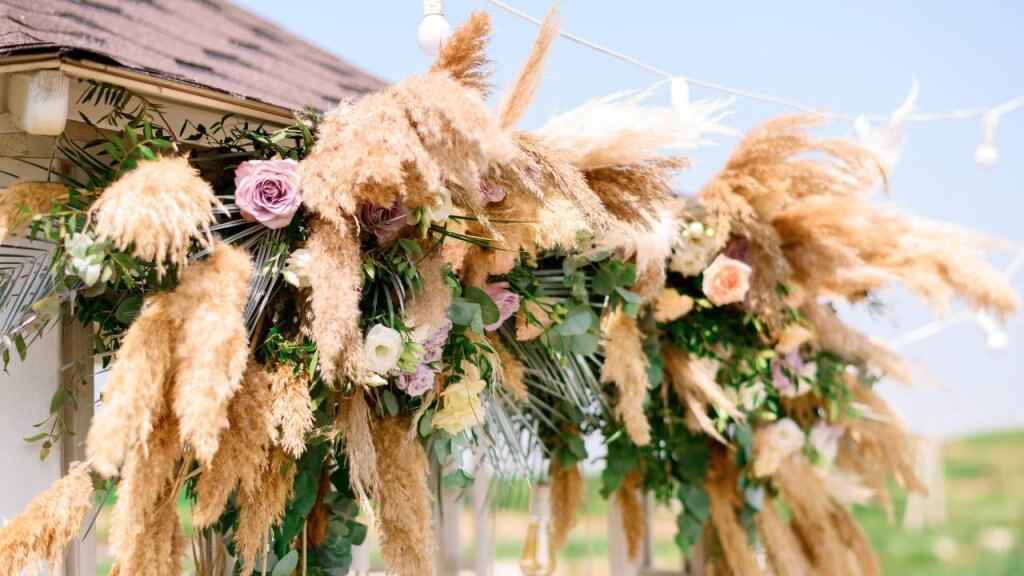 Pampas grass and dried flowers