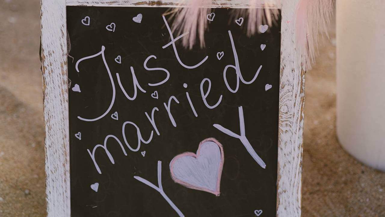 just married sign newlywed game