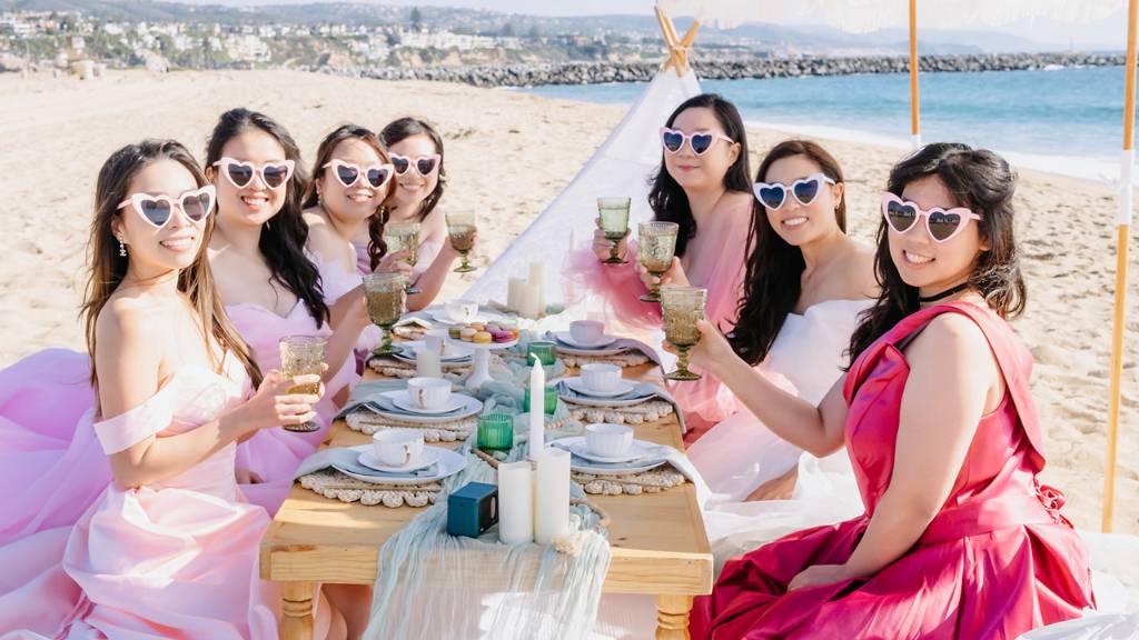 beach bridal shower picnic table