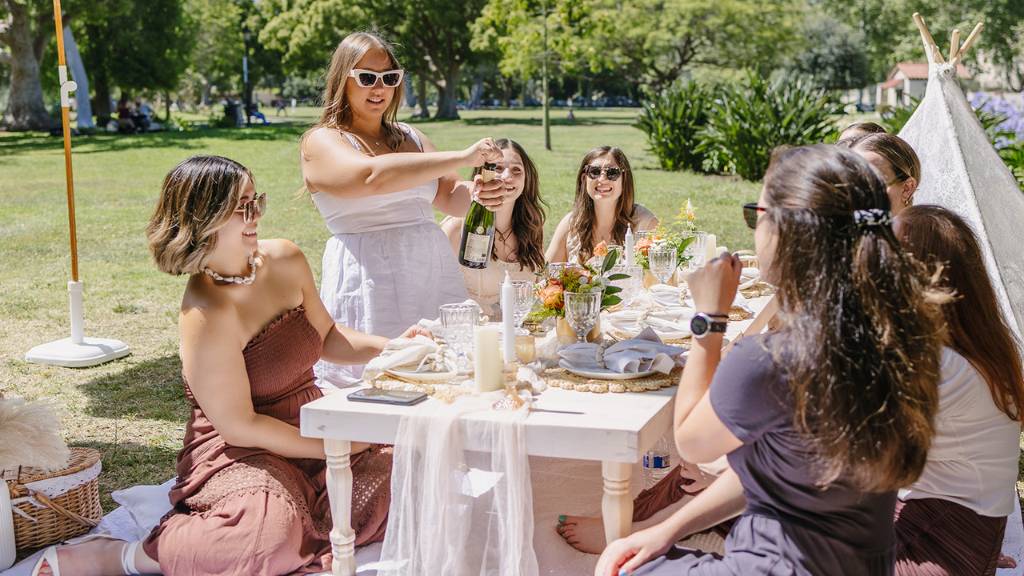 garden bridal shower table setup