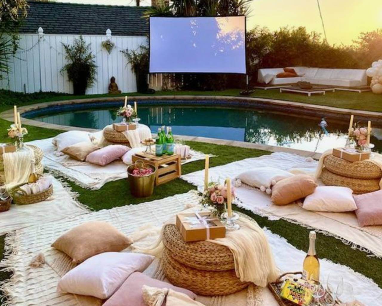 outdoor movie night setup