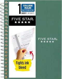 five star spiral notebook