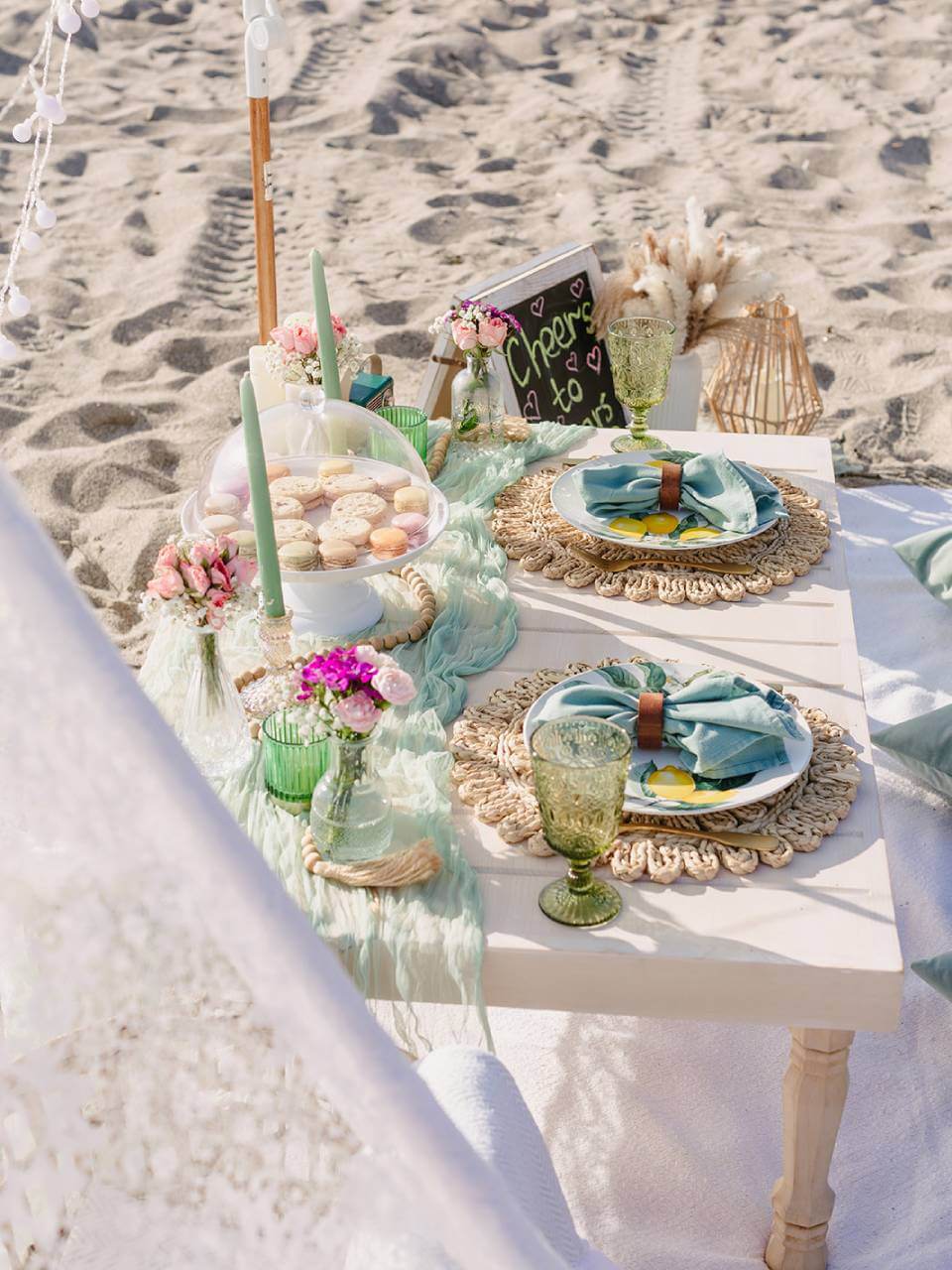 anniversary beach setup in Los Angeles