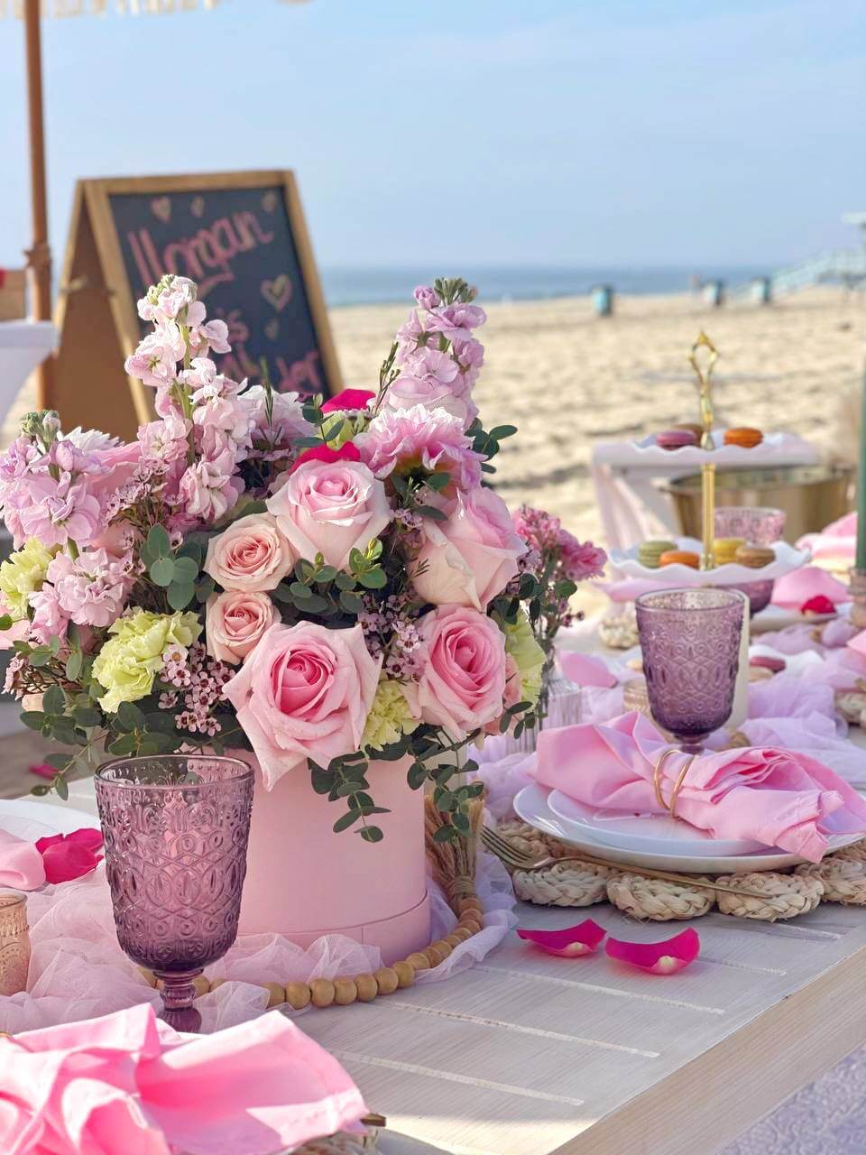 beach birthday picnic setup