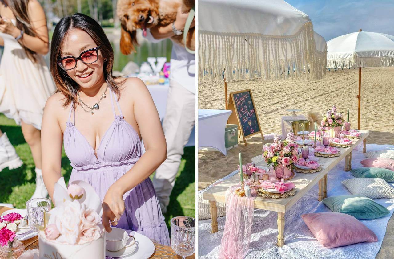 luxury birthday picnic setup in Los Angeles