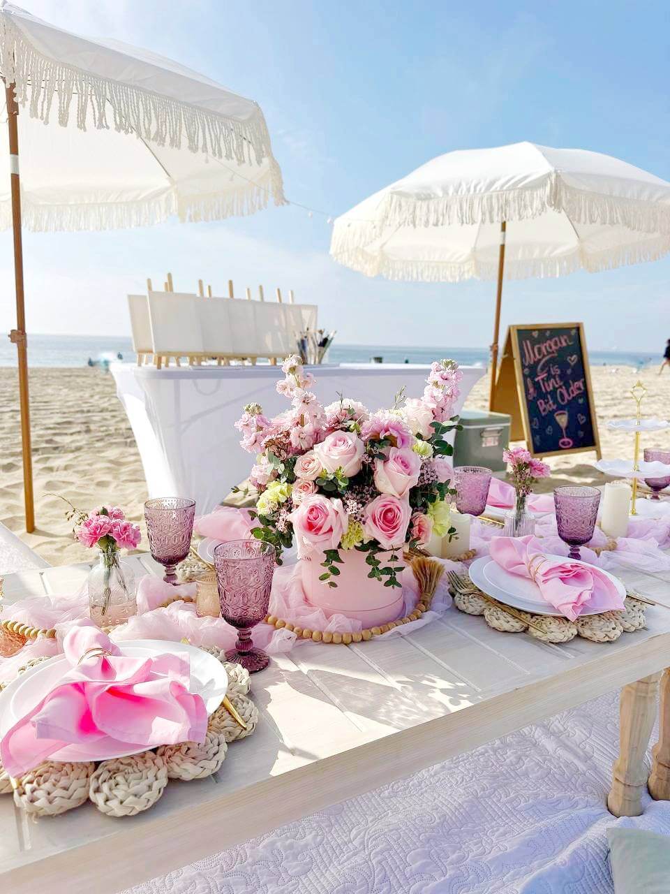 luxury pop-up birthday picnic at the beach