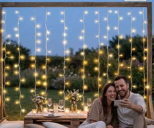curtain fairy lights for romantic picnic