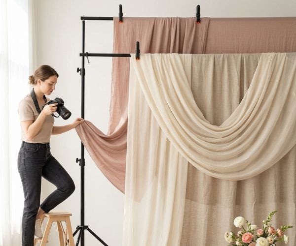layered photo backdrop stand