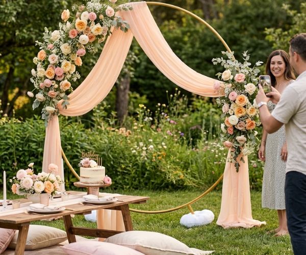 floral round backdrop stand