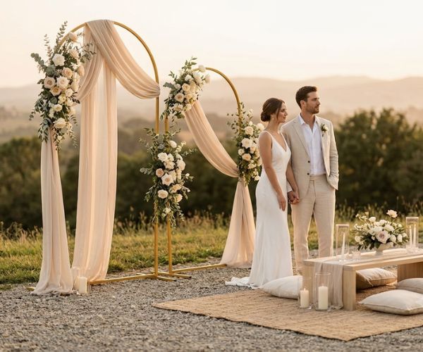 gold wedding arch backdrop