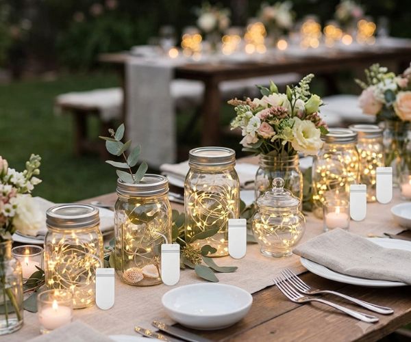 fairy lights wedding table decor