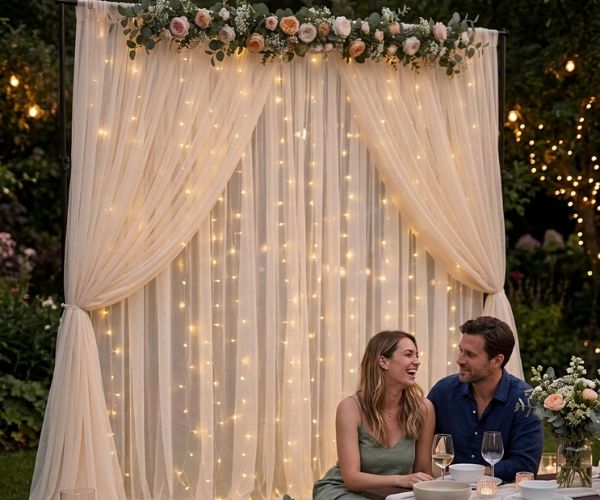 tulle fairy light backdrop