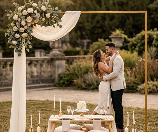 gold engagement backdrop frame