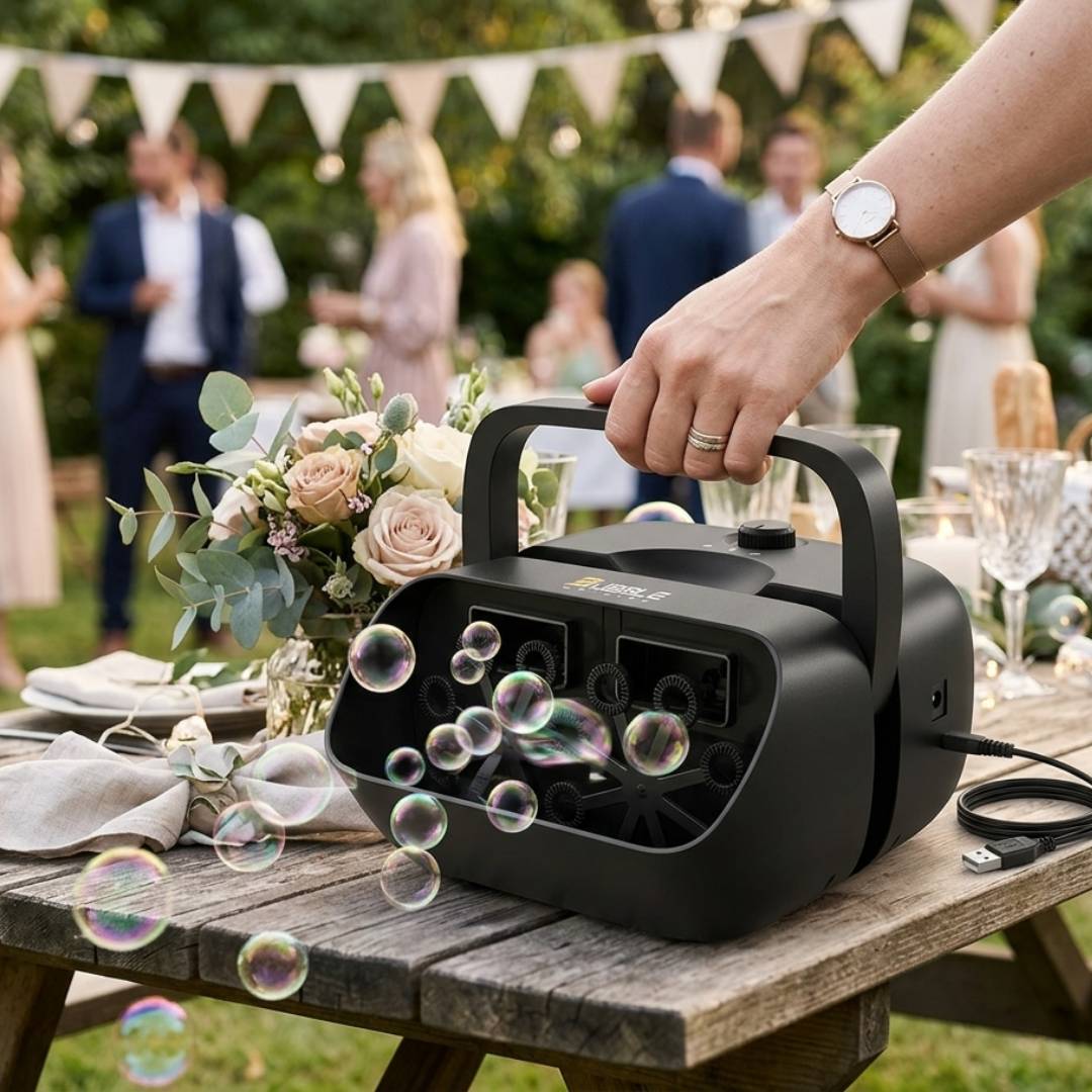 portable bubble machine on table