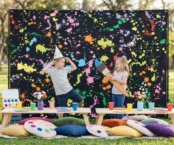 colorful kids party backdrop