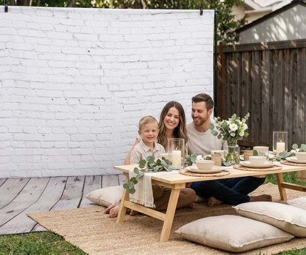 white brick family backdrop