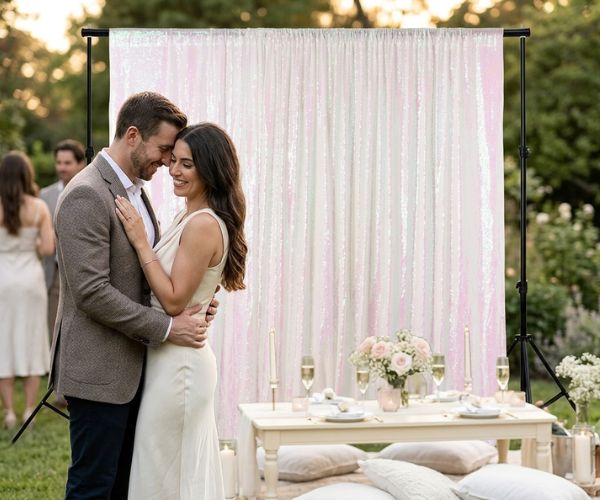 iridescent engagement backdrop