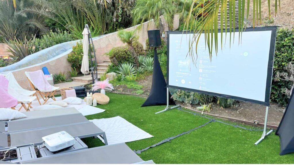 backyard movie night with projector