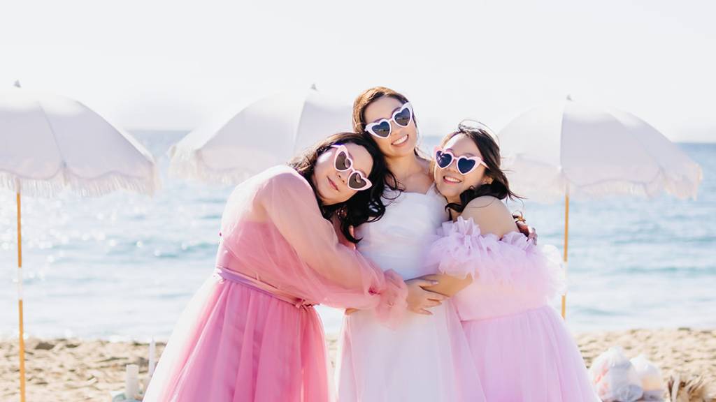 bridesmaids with bride