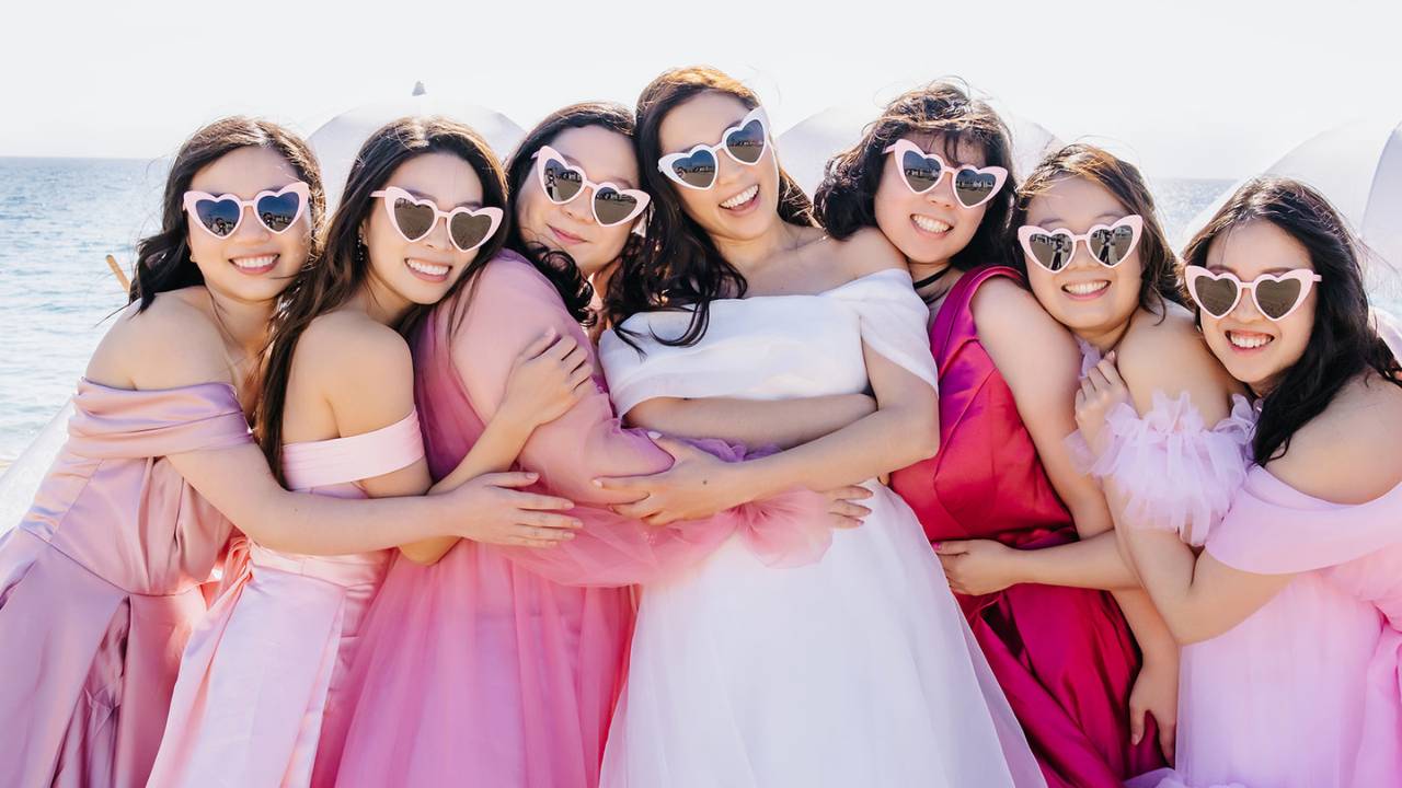 pink bridal party