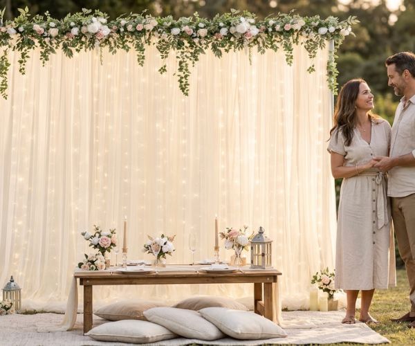 champagne tulle light backdrop