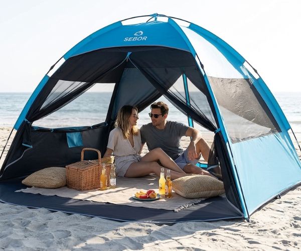 spacious beach half tent for couples